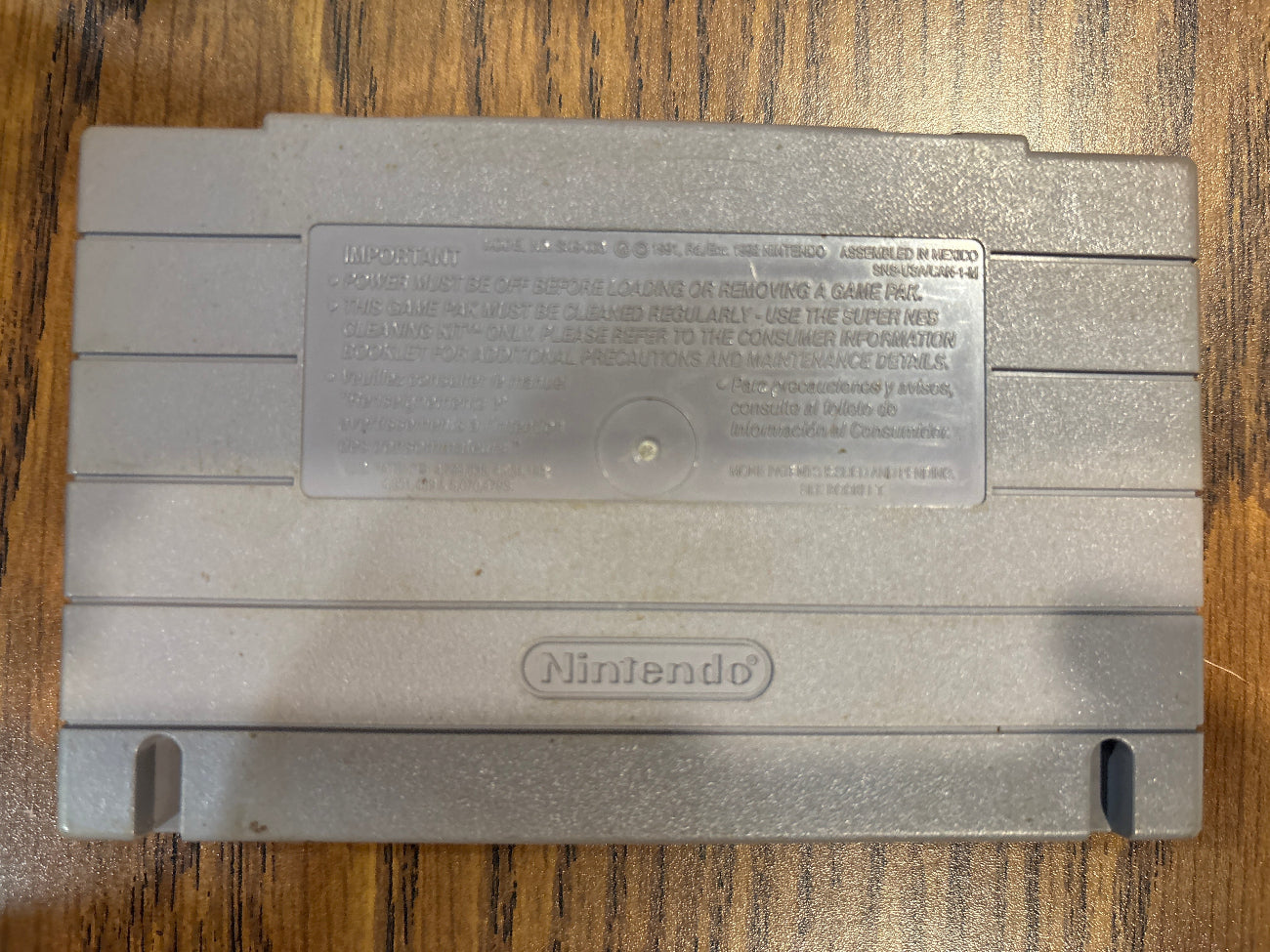 Back of AAAHH!!! Real Monsters Super Nintendo game cartridge