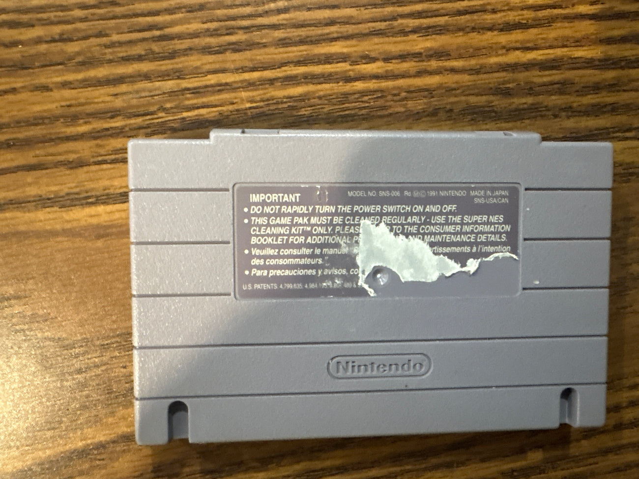  Back of Best of the Best:
Championship Karate Super Nintendo game cartridge