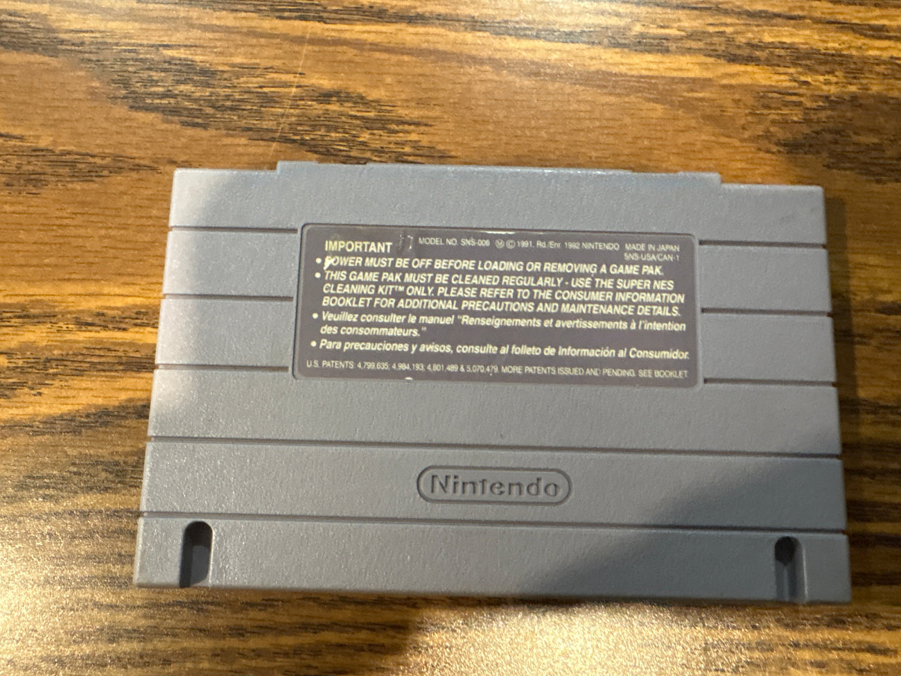 Back of Cool World Super Nintendo game cartridge