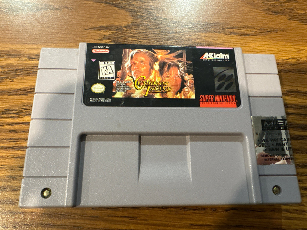 Super Nintendo Entertainment System game cartridge of Cutthroat Island