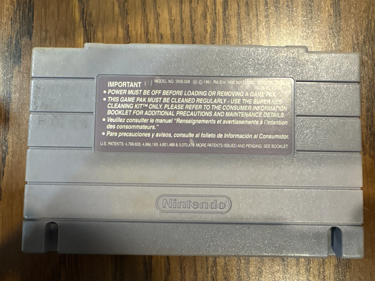 Back of Dennis The Menace Super Nintendo game cartridge