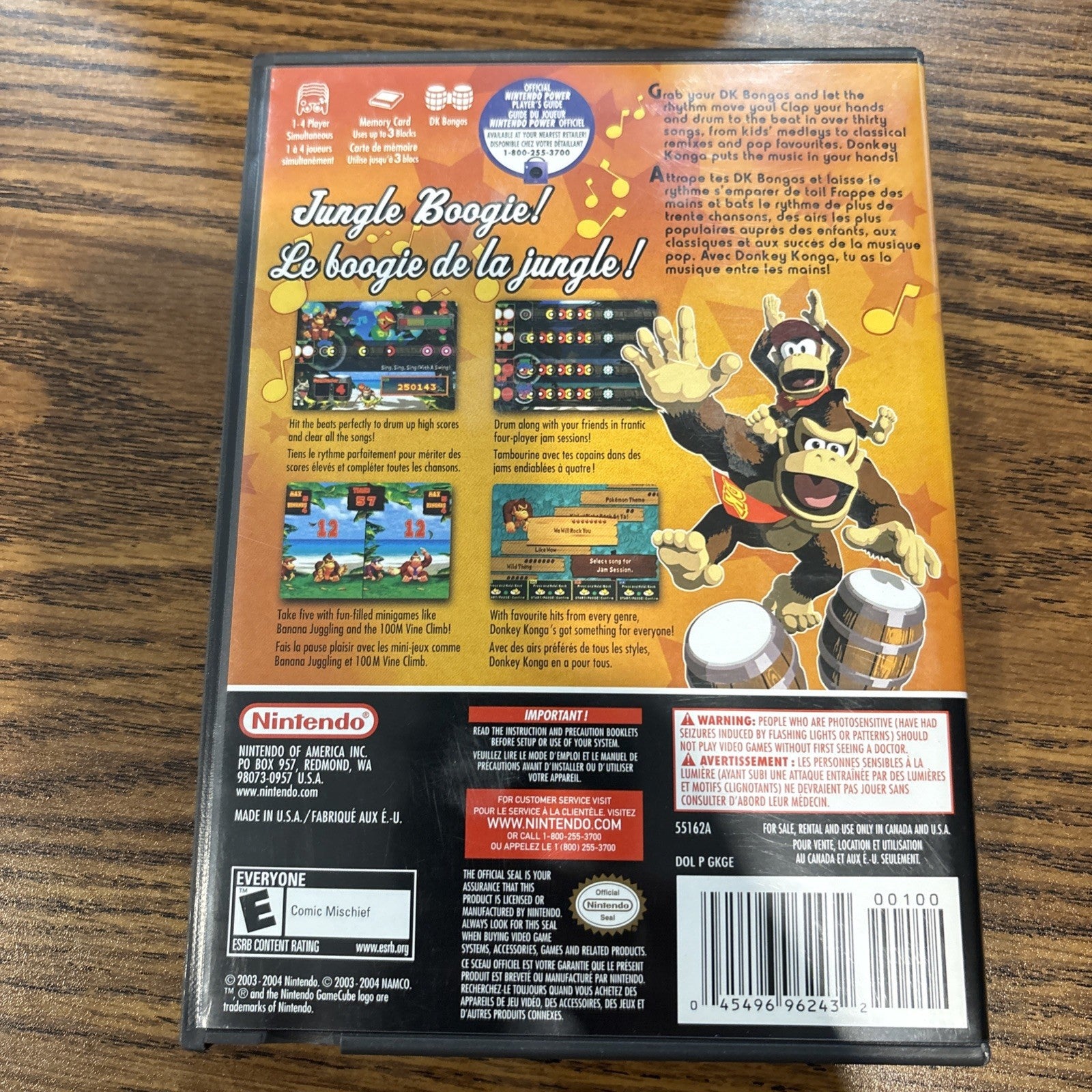 Back of Donkey Konga GameCube Case