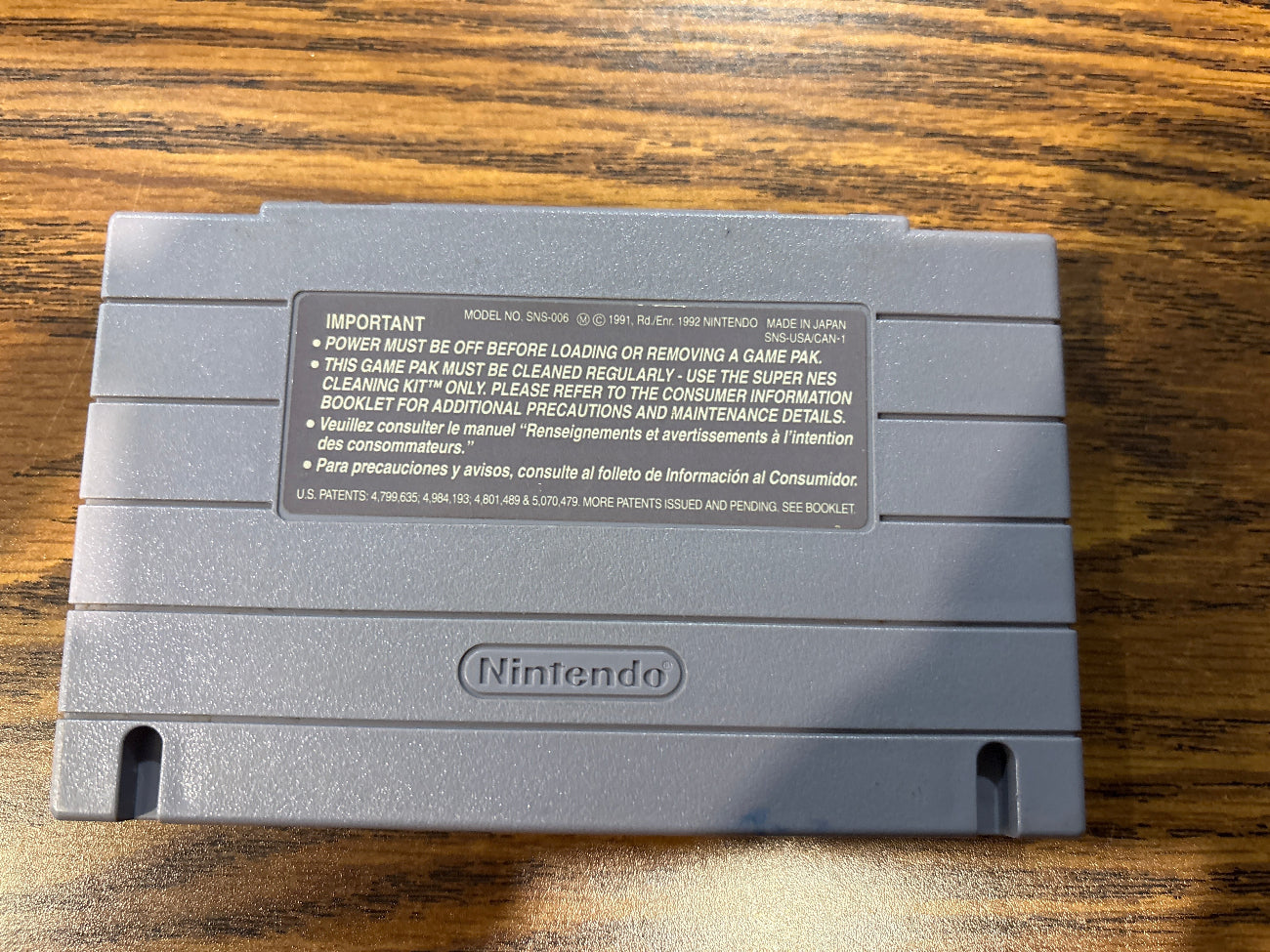 Back of Earthworm Jim Super Nintendo game cartridge