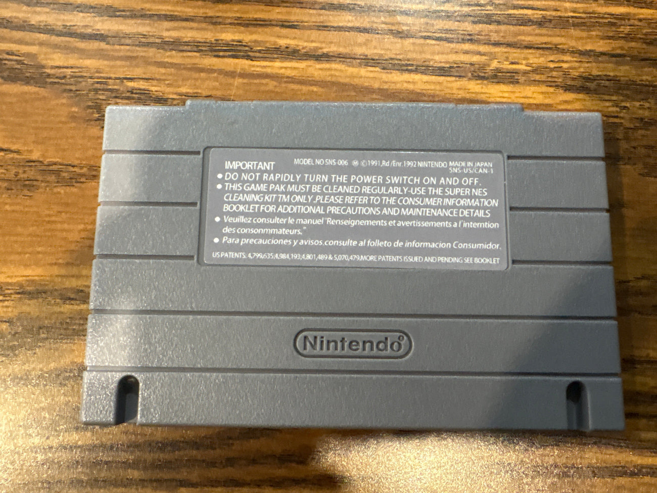 Back of Earthworm Jim Super Nintendo NTSC game cartridge