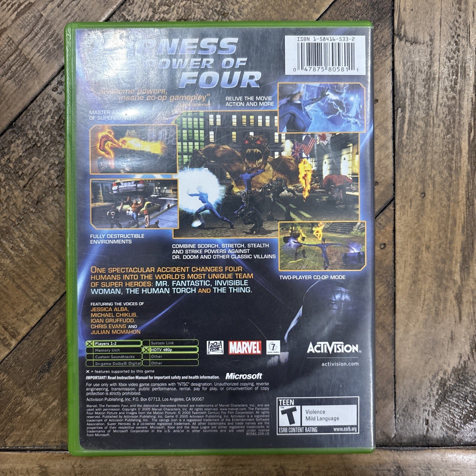Back of Fantastic 4 Xbox game case