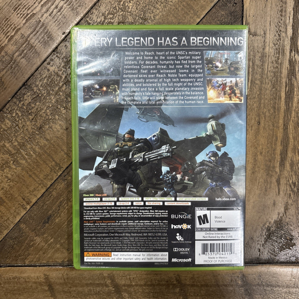 Back of Halo Reach Xbox 360 game case
