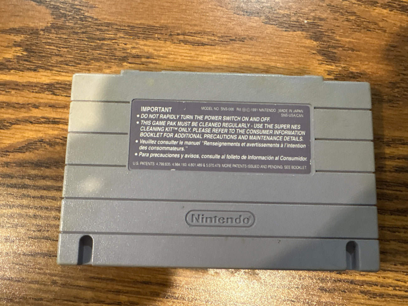 Back of Home Alone 2 Lost in New York Super Nintendo Game Cartridge