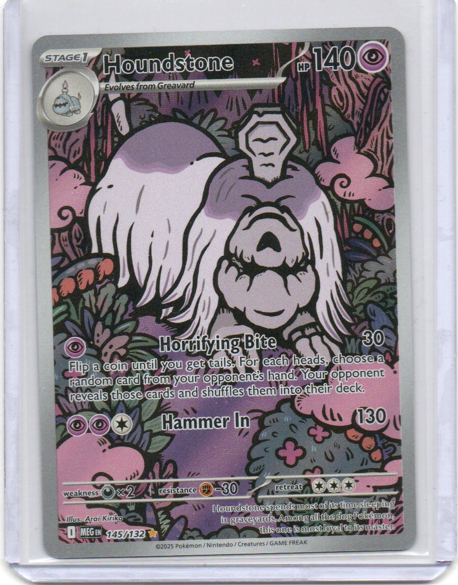 Front of Houndstone #145 holo card
