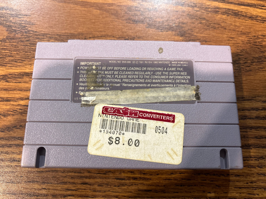 Back of Justice League Task Force Super Nintendo game cartridge