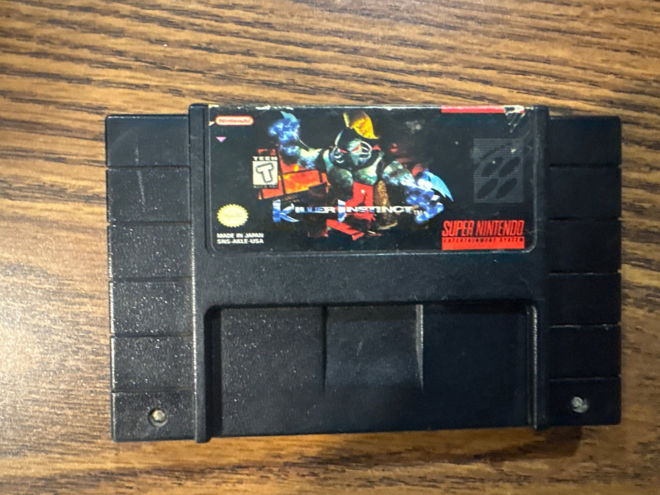 Super Nintendo Entertainment System game cartridge of killer instinct