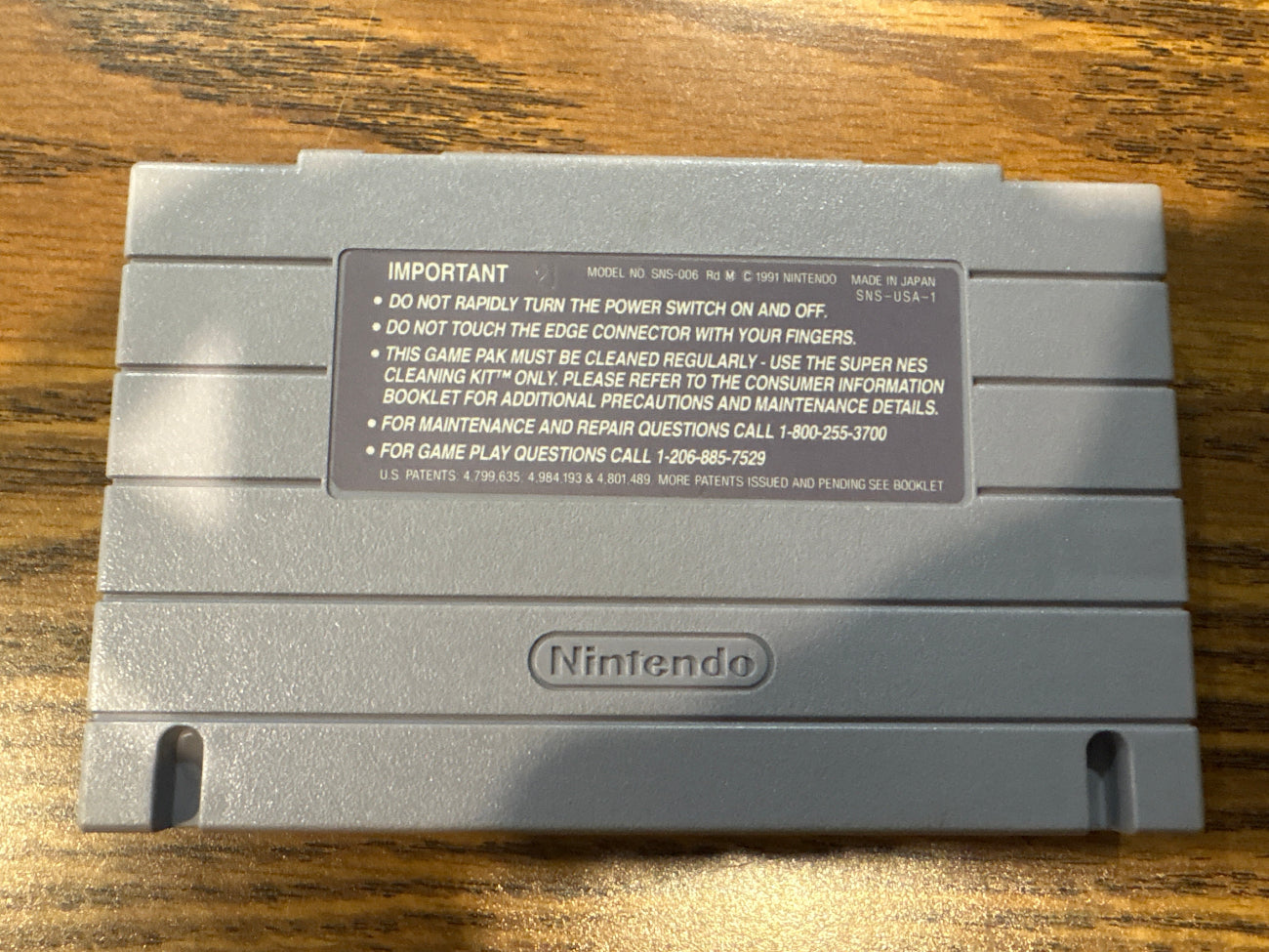 Back of Pit-Fighter Super Nintendo game cartridge