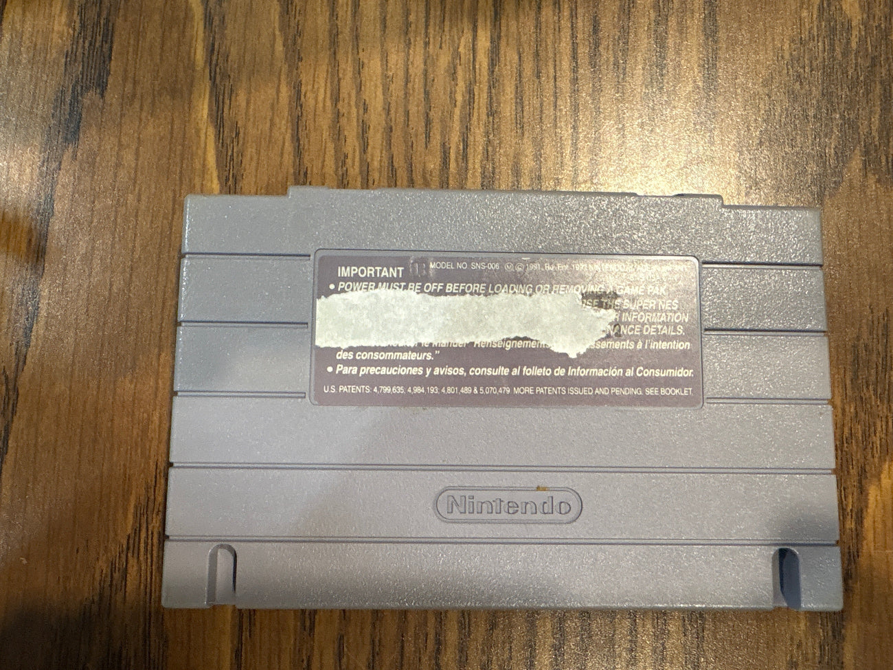 Back of Road Runner’s Death Valley Rally Super Nintendo game cartridge