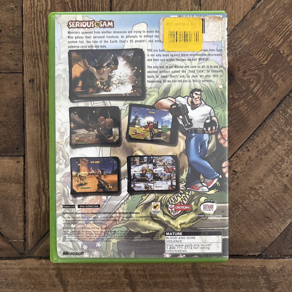 Back of Serious Sam Xbox game case