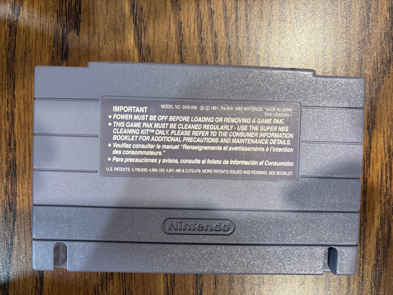 Back of Spawn The Video Game Super Nintendo game cartridge