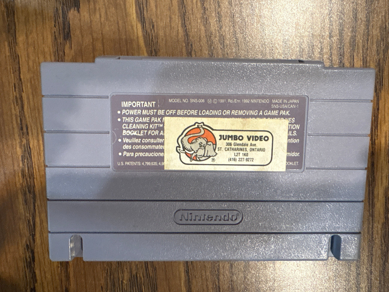 Back of Tetris 2 Super Nintendo game cartridge