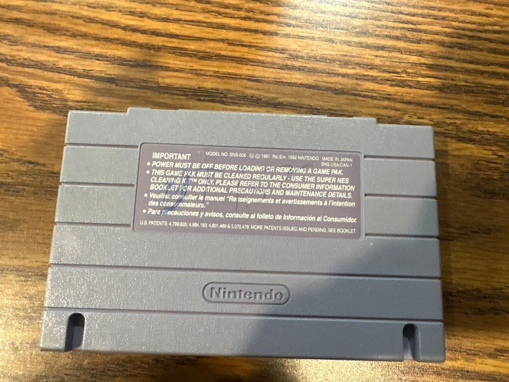 Back of The Lawnmower Man Super Nintendo game cartridge 