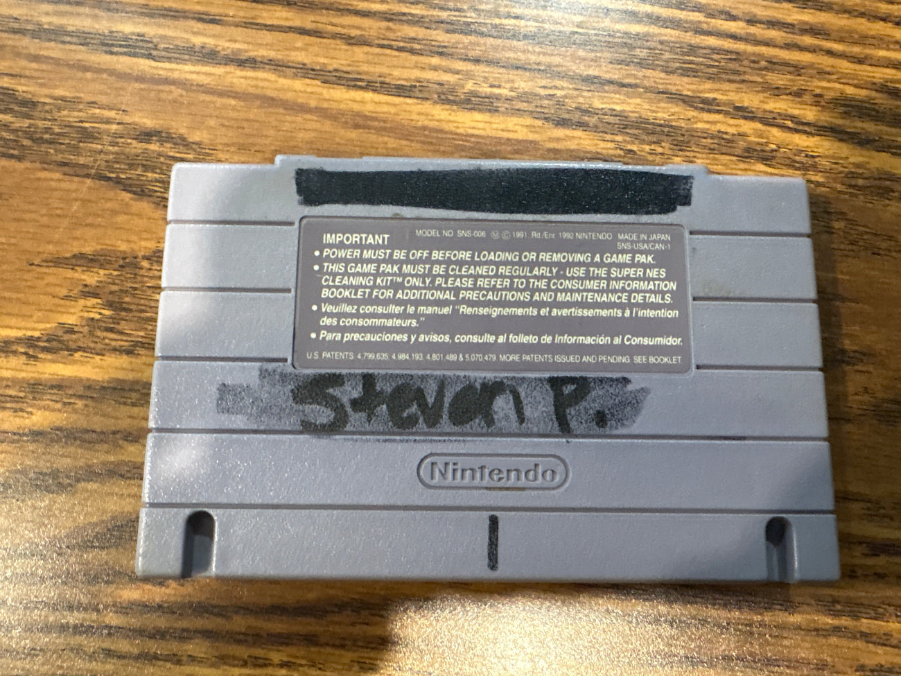 Back of The Legend of Zelda A Link To The Past Super Nintendo game cartridge