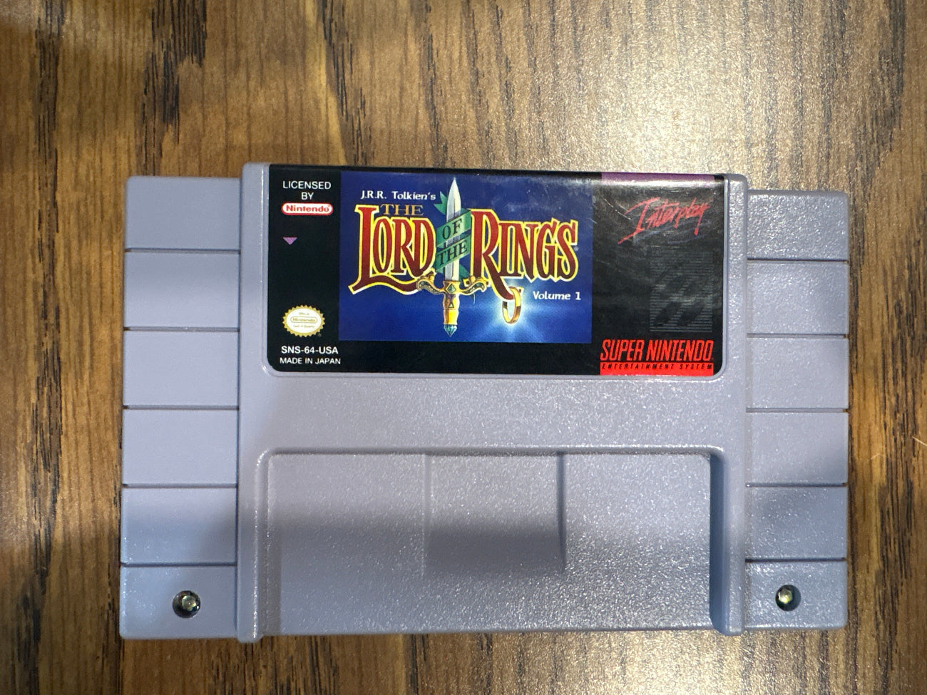 Super Nintendo Entertainment System game cartridge for The Lord of the Rings Vol 1