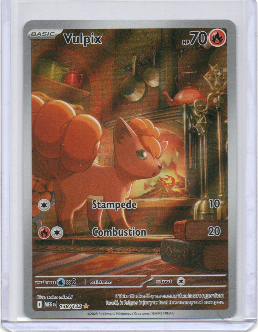 Front of Vulpix #138 holo card