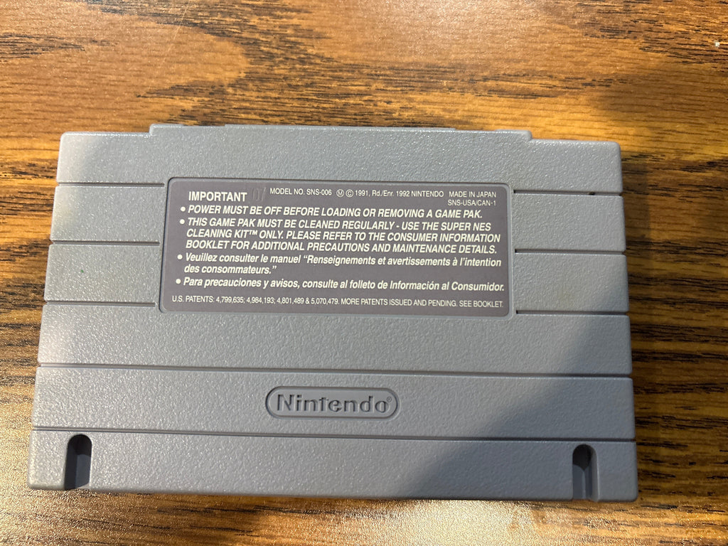 Back of Zombies Ate My Neighbors Super NIntendo game cartridge