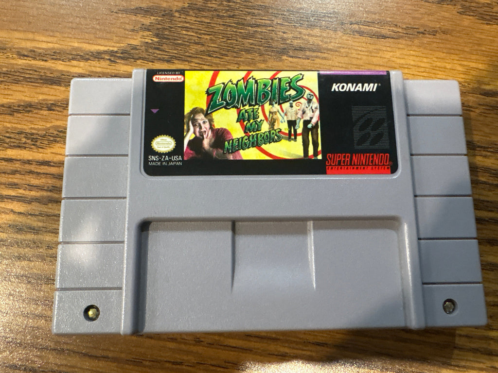 Super Nintendo game cartridge for 'Zombies Are My Neighbors'