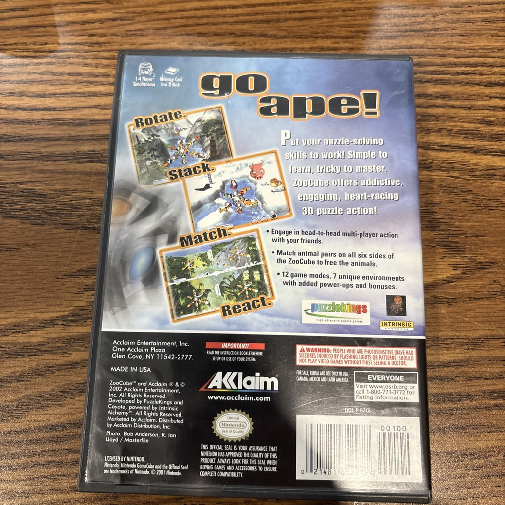 Back of Zoocube GameCube case